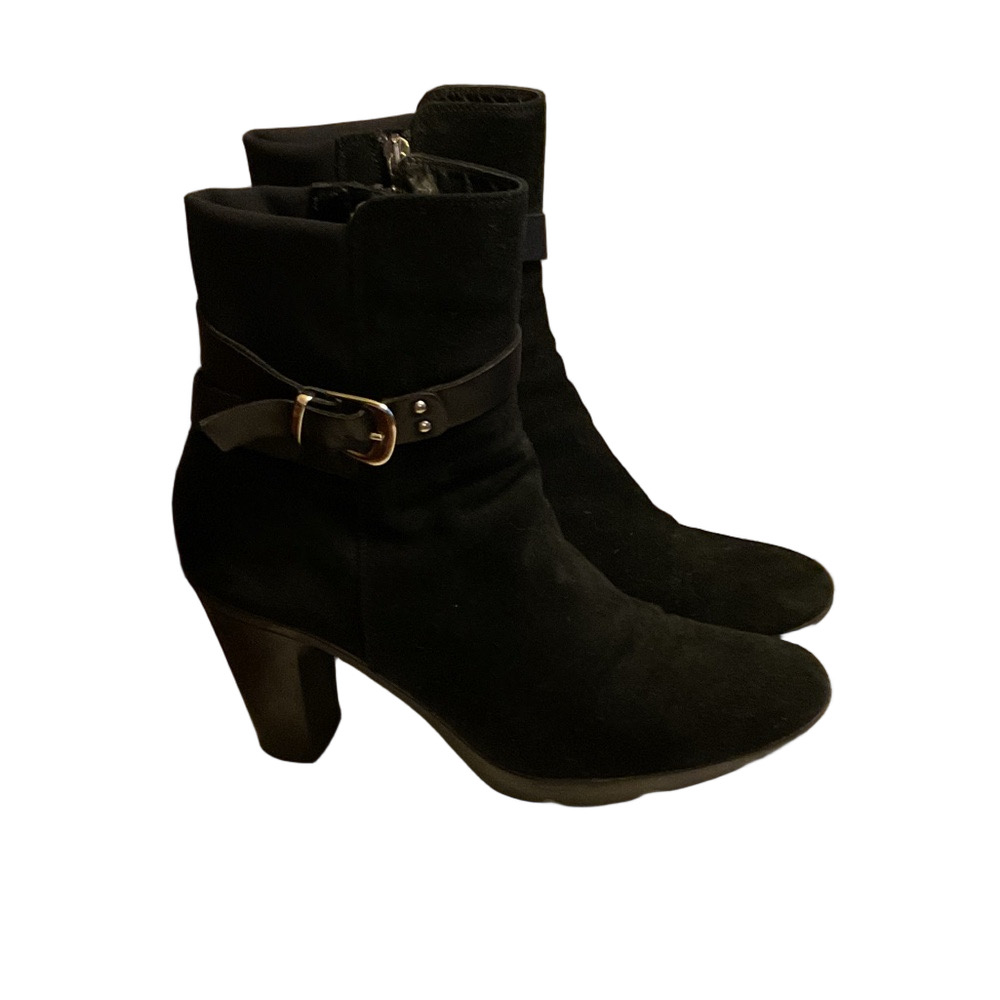 Aquatalia Black Heeled Boots with Buckle